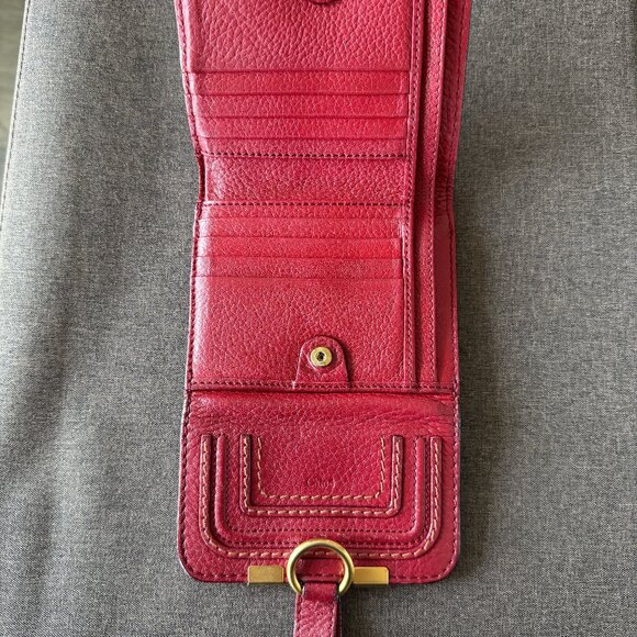 Chloe Marcie Square Red Leather Wallet - Picture 7 of 8